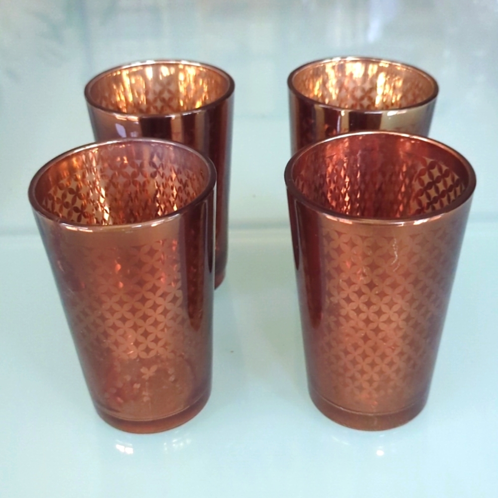 Radiant Mid-Century Modern Atomic Mercury Glass Starburst Pattern – Set of 4